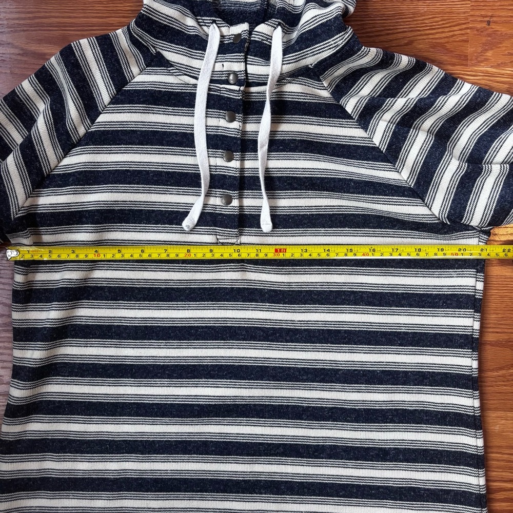 Eddie Bauer Half Snap Pullover Hoodie Blue Gray White Stripes Outdoor Preppy XL - Picture 7 of 8
